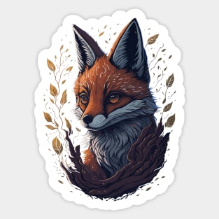 Cute Fox Fantasy forest pattern Sticker